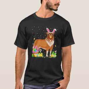 T-shirt Chasse aux oeufs de Pâques drôle Rough Collie Chie