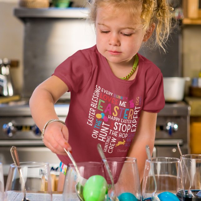 T-shirt Chasse aux oeufs de Pâques Mot Cloud avec le nom d (Créateur téléchargé)