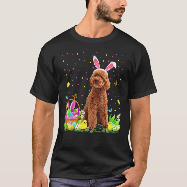 T-shirt Chasse aux oeufs de Pâques Poodle Chien Joyeux Jou (Devant)