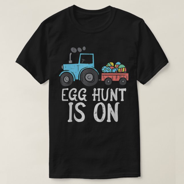 T-shirt Chasse Aux Oeufs Pour Enfants Sur Le Tracteur Oeuf (Design devant)