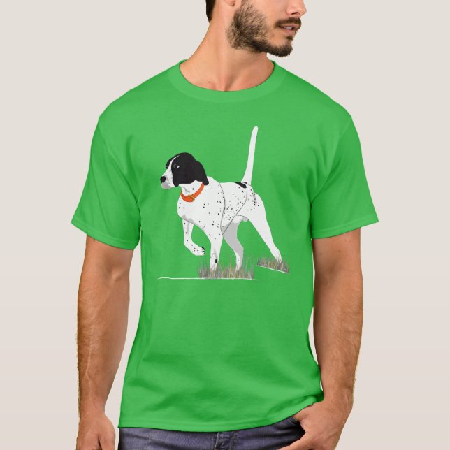 T-shirt Chasse aux oiseaux Chasseur Anglais Pointer Chien  (Devant)