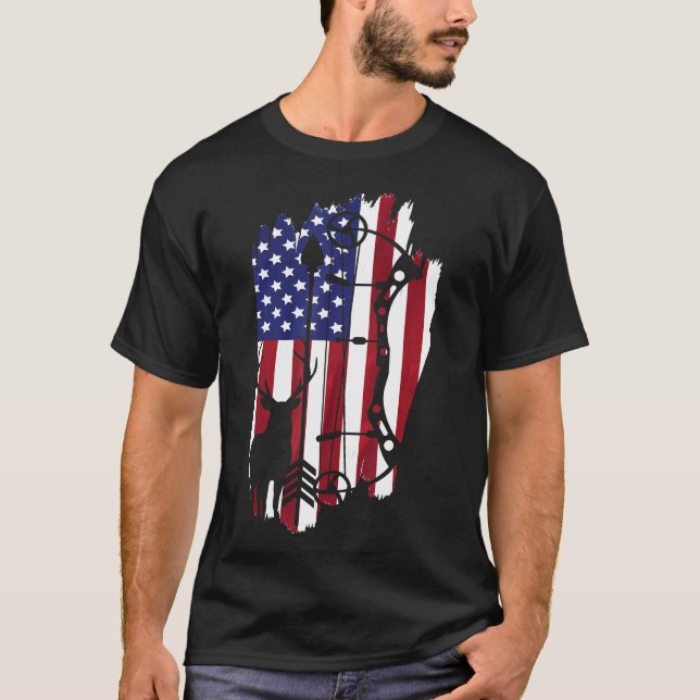 T-shirt Chasse aux seins Drapeau américain Chemise Bow Arr (Devant)