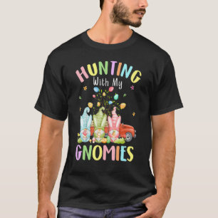 T-shirt Chasse Avec Mes Gnomies Pâques Trois Gnomes Oeufs 