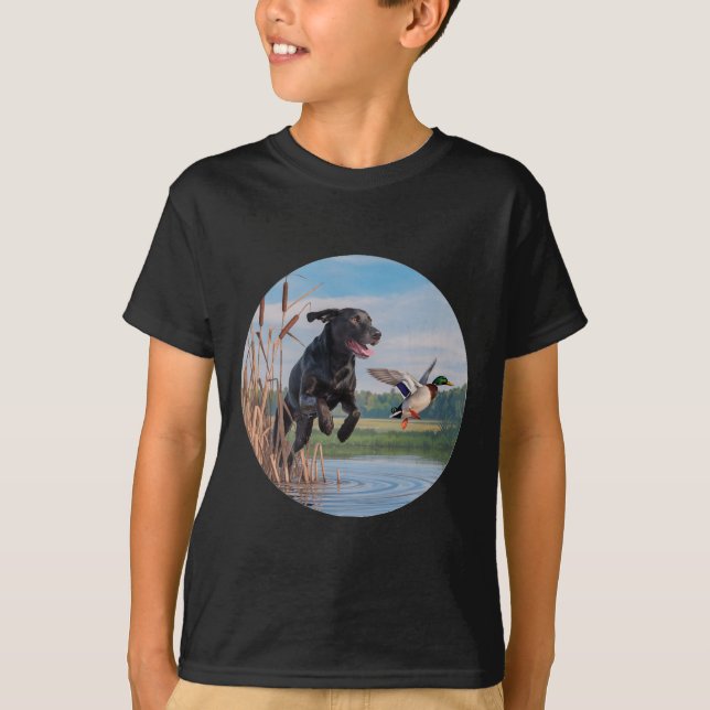 T-shirt Chasse Black Labrador Lab Chasse aux canards. Oise (Devant)