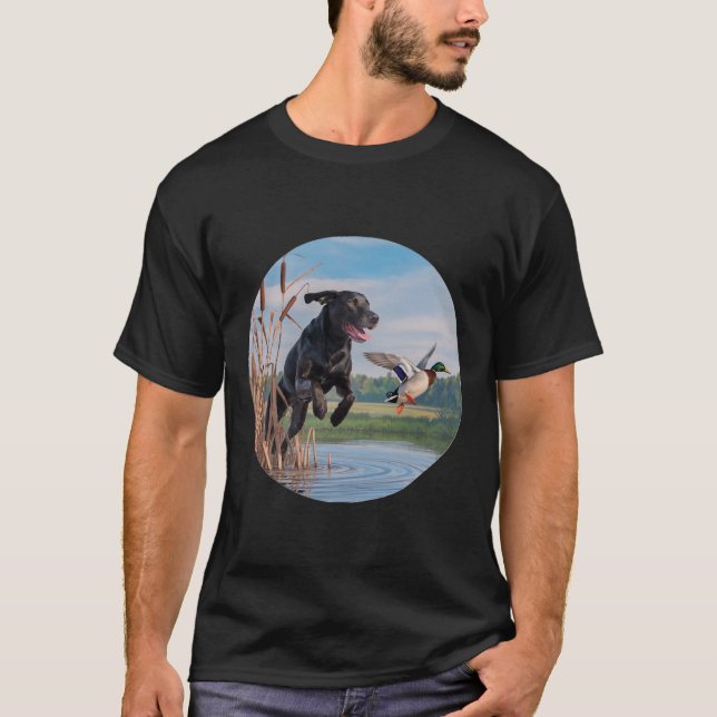 T-shirt Chasse Black Labrador Lab Chasse aux canards. Oise (Devant)