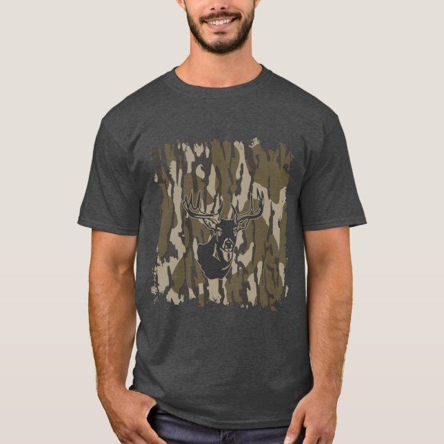 T-shirt Chasse Camo Chasse de cerf blanc Botomland Camo (Devant)