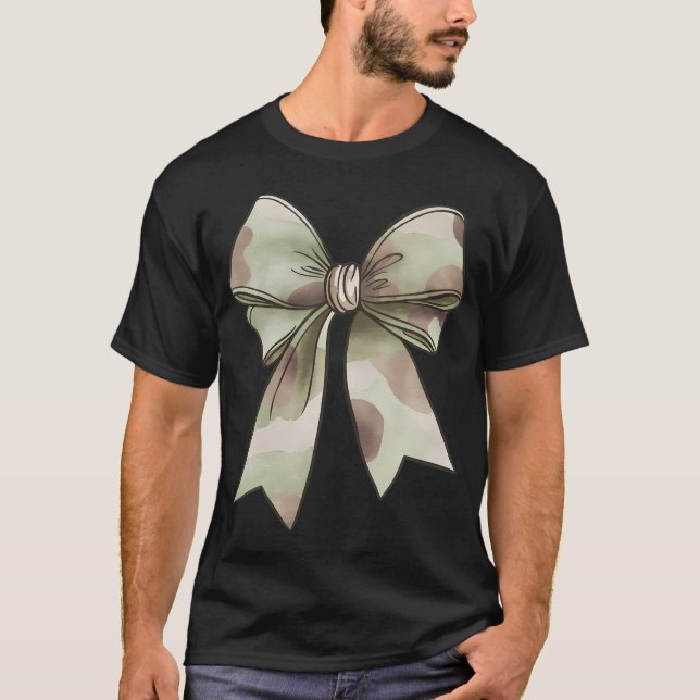 T-shirt Chasse Camouflage Vieux Camo Bow Camo Coquette Bow (Devant)