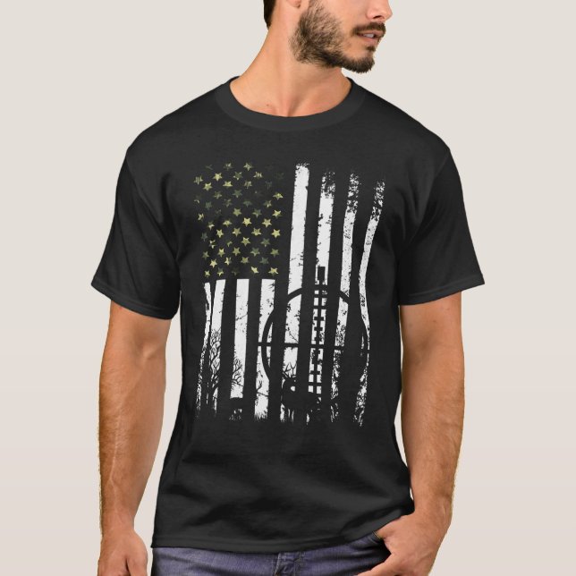 T-shirt Chasse Chasse Chasse Deer Usa Drapeau Patriotique  (Devant)