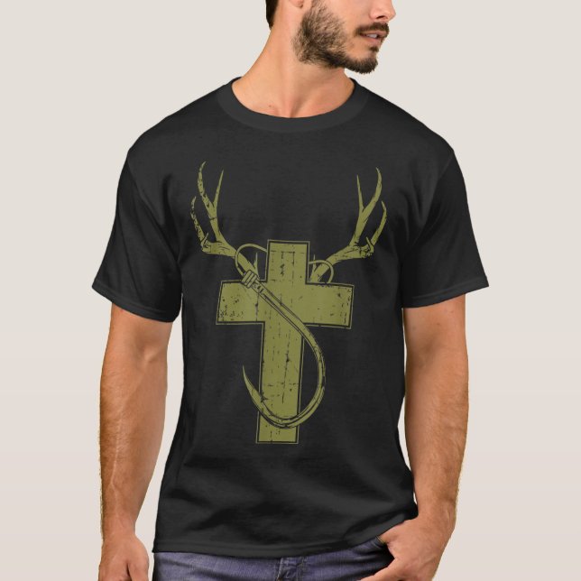 T-shirt Chasse Chasse Chrétienne Amusante Pêche Don Pour H (Devant)