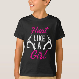 T-shirt Chasse Comme Une Fille Amusante Chasseurs Antler C