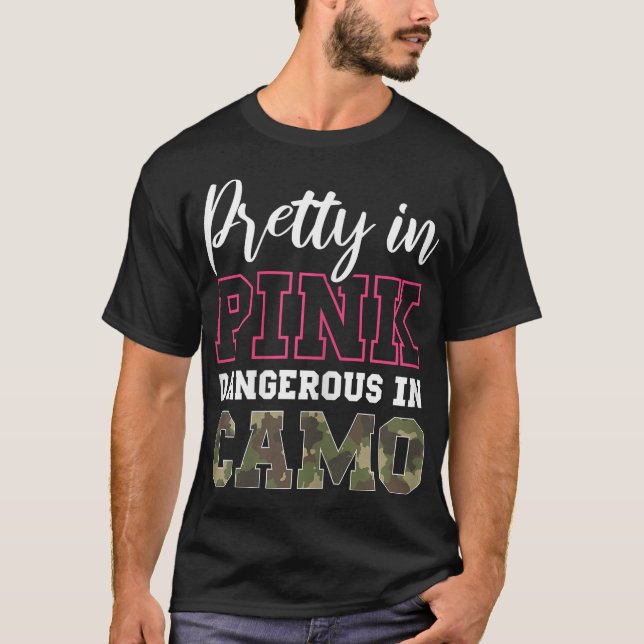 T-shirt Chasse De Camo Rose Pour Les Femmes Et Les Filles  (Devant)