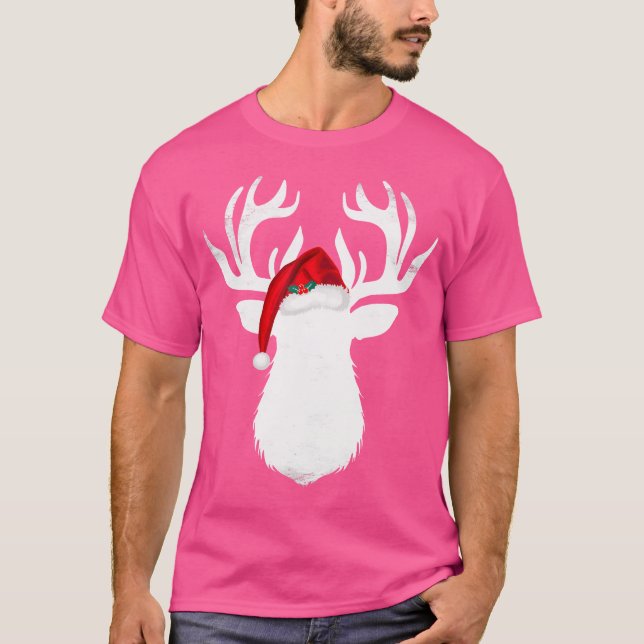 T-shirt Chasse de Noël Deer With Santa Hat (Devant)