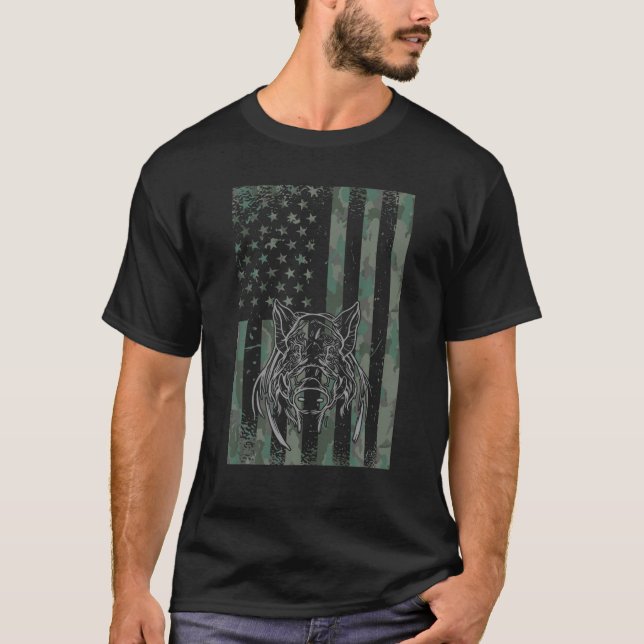 T-shirt Chasse de porc aux hommes Camouflage américain USA (Devant)
