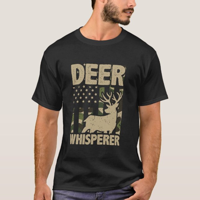 T-shirt Chasse Deer Buck Chasse Patriotique Chasseur Long  (Devant)