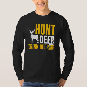 T-shirt Chasse d'hommes Chasseur Chasse Cerf Boit Bière