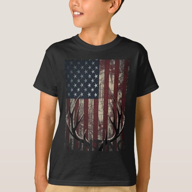T-shirt Chasse Drapeau américain Drapeau sauvage Chasseur  (Devant)