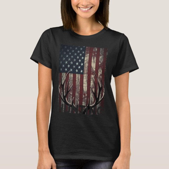 T-shirt Chasse Drapeau américain Drapeau sauvage Chasseur  (Devant)