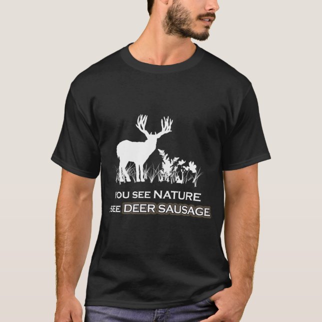 T-shirt Chasse Drôle Saucisse De Cerfs (Devant)
