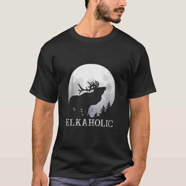 T-shirt Chasse Elkaholic Chasseurs Drôle Sauvage Chasse (Devant)