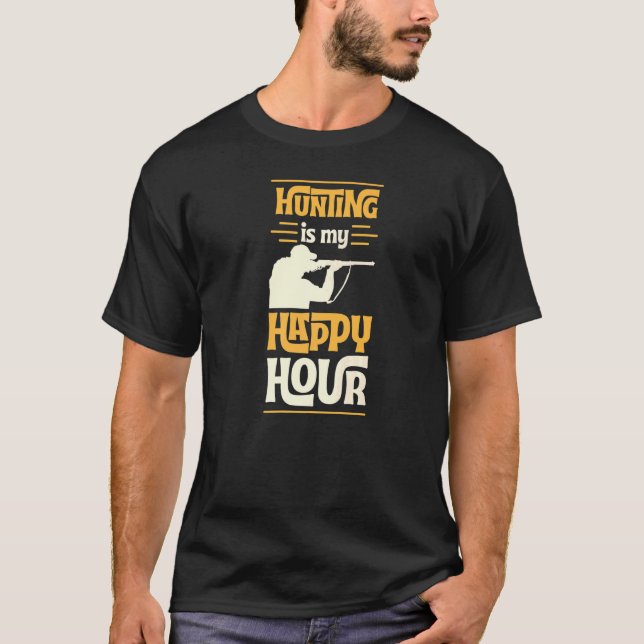 T-shirt Chasse Est Mon Heureuse Heure Elk Deer Retro Vinta (Devant)
