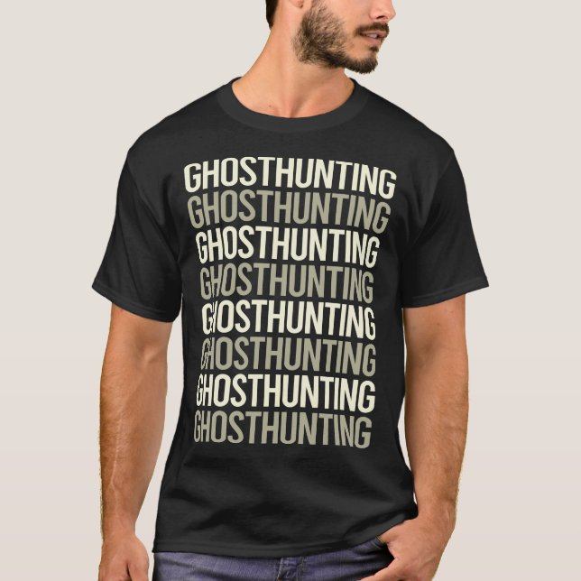 T-shirt Chasse paranormale de texte blanc (Devant)
