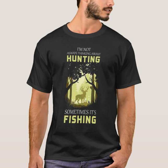 T-shirt Chasse parfois pêche  Chasseurs Pêcheur (Devant)