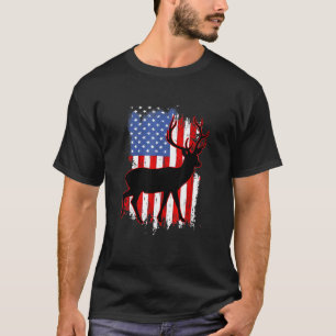 T-shirt Chasse Patriotique Chasse Chasse Deer Usa Us Drape