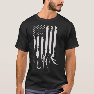T-shirt Chasse Pêche Drapeau américain Décor à thème