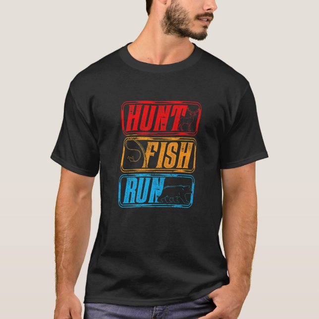 T-shirt Chasse Poisson Run Chasseur Pêcheur Chasse Saison  (Devant)