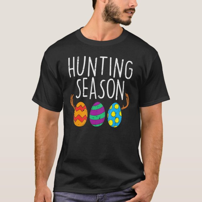 T-shirt Chasse Saison Oeufs Cerf Drôle Jour de Pâques Chas (Devant)