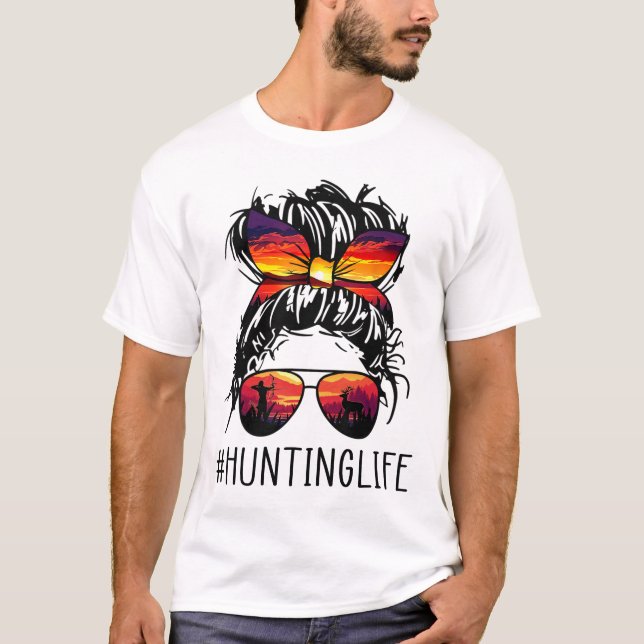 T-shirt Chasse Vie Cheveux Messy Dans Les Lunettes De Sole (Devant)