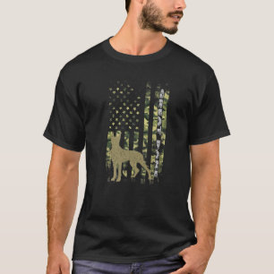 T-shirt Chasse vintage Chien Camouflage Drapeau Américain
