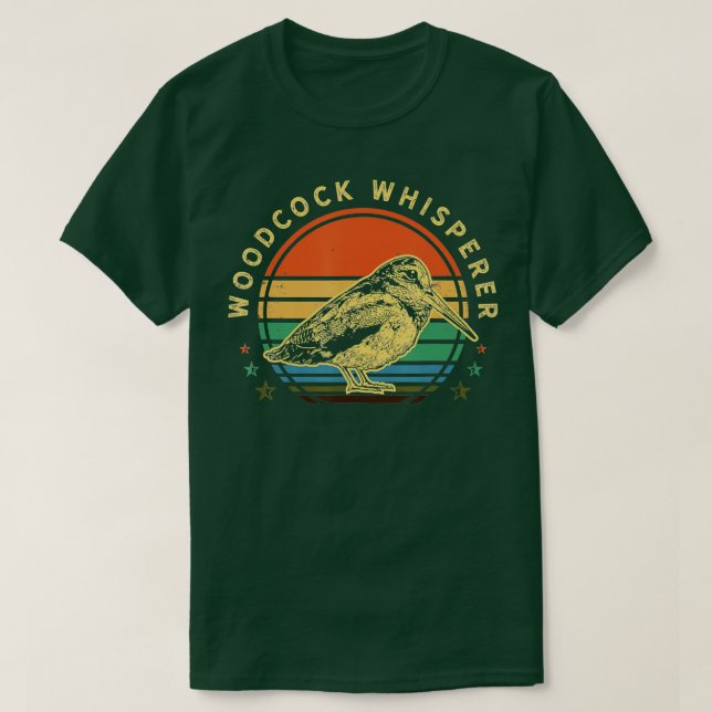 T-shirt Chasse Woodcock oiseau retro coucher de soleil drô (Design devant)