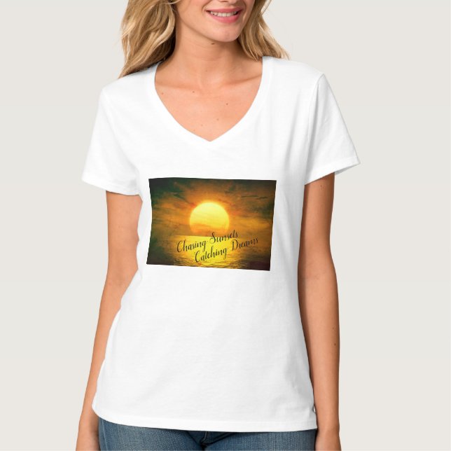 T-shirt Chasser les couchers de soleil, Attraper les rêves (Devant)