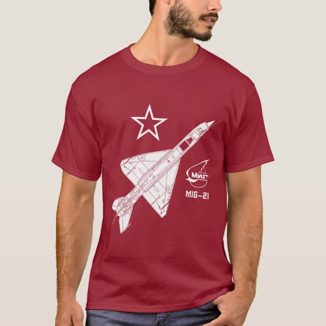 T-shirt Chasseur à réaction russe de Mig-21 Fishbed (Devant)