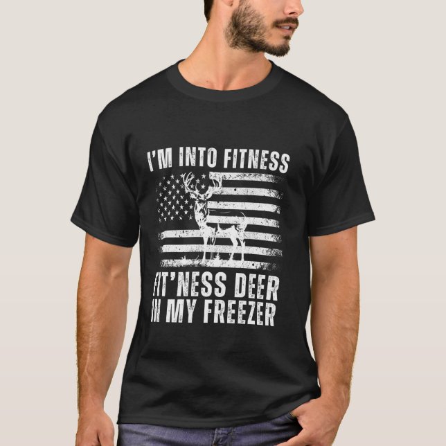 T-shirt Chasseur amusant Papa Je suis dans Fitness Deer Fr (Devant)
