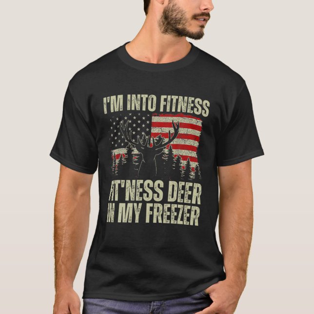 T-shirt Chasseur amusant Papa Je suis dans Fitness Deer Fr (Devant)