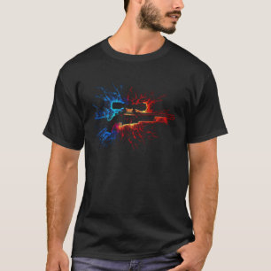 T-shirt Chasseur Chasse Flammes Chasseur Chasse Fusil à ve