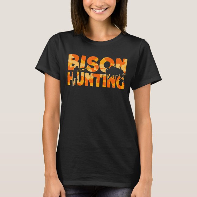 T-shirt Chasseur de bisons de bois Chasse de bisons de cam (Devant)