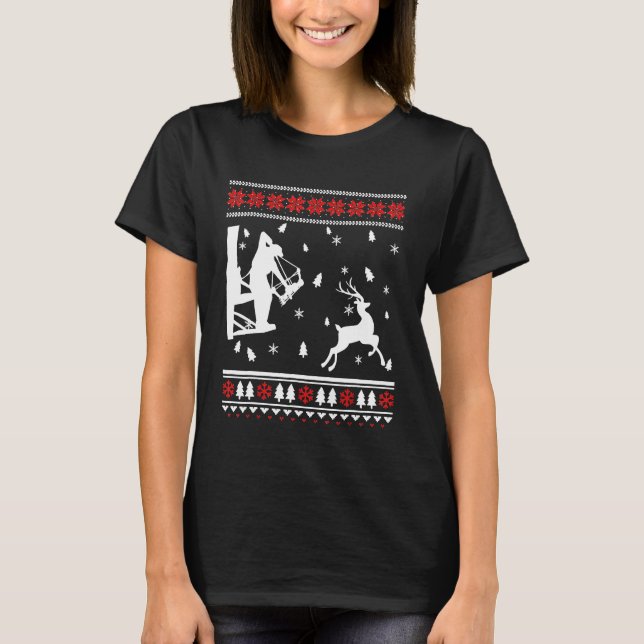 T-shirt Chasseur de boue affreux pull de Noël Bowhunter Ar (Devant)