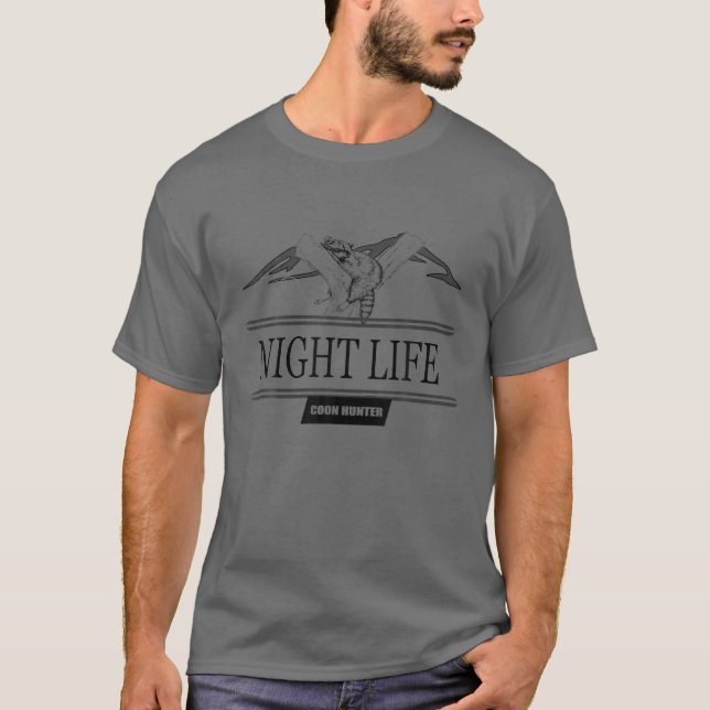 T-shirt Chasseur de coons - Vie nocturne - Chasse en plein (Devant)