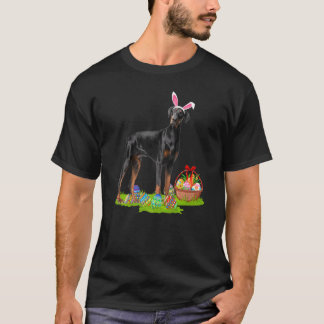 T-shirt Chasseur de œufs de Pâques drôle Doberman Pinscher