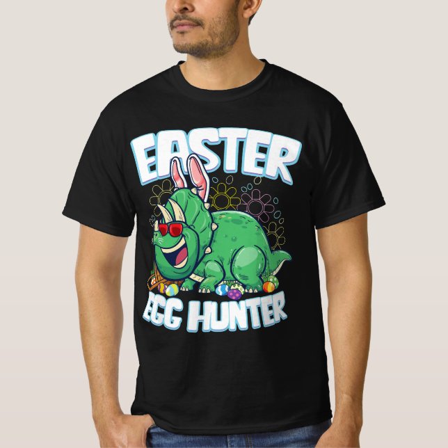 T-shirt Chasseur d'oeufs Dinosaure de Pâques Bunny Boys Tr (Devant)