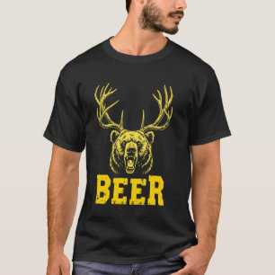 T-shirt Chasseur d'ours Amateur de bière Drôle de cerf Cha
