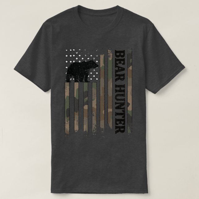 T-shirt Chasseur d'ours Drapeau américain Chasse d'ours Pr (Design devant)