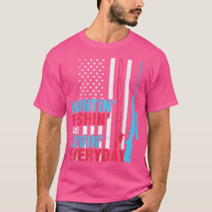 T-shirt Chasseur Drapeau Américain Chasse Pêche Et Amour