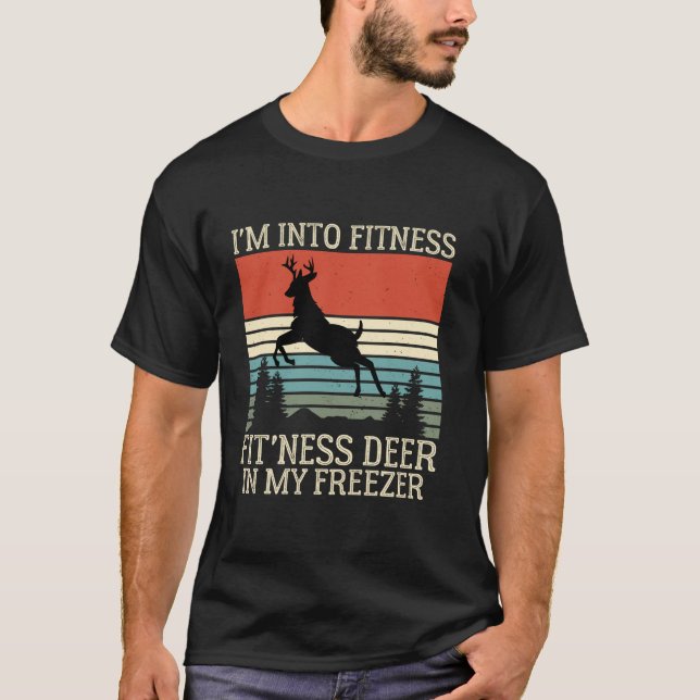 T-shirt Chasseur drôle Je suis dans Fitness Fit Ness Deer  (Devant)