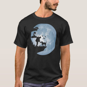 T-shirt Chasseur Et Chien Lune Silhouette Hommes Chasse