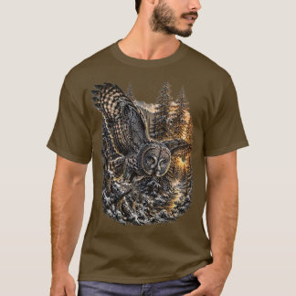 T-shirt Chasseur Silencieux – Grande Chouette Grise de la