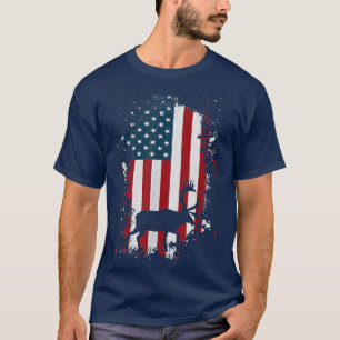 T-shirt Chasseurs blancs de cerfs de Drapeau Américain Dee
